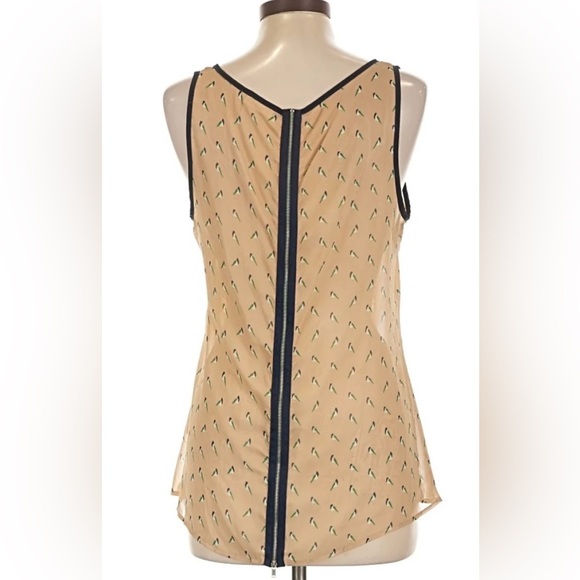 Honey Punch Tan Patterned Tank Top with Black Trim - Picture 2 of 7